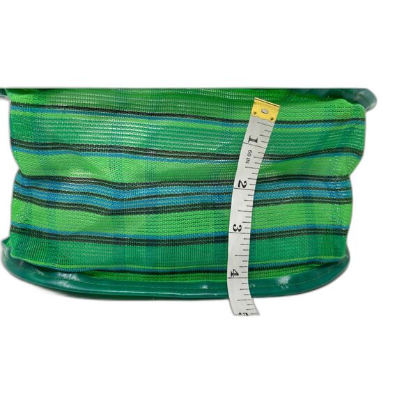 Mexican Small Hand Bag Tote Purse Green Plastic Striped 10”X 9” Boho - Picture 6 of 8